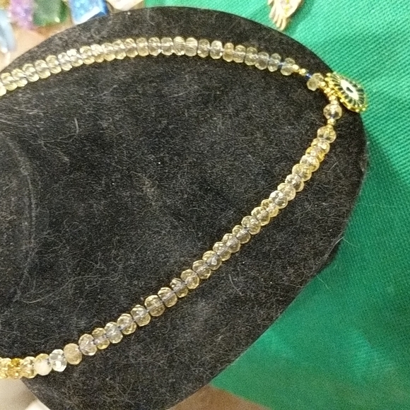 Heart protection eye necklace and citrus crystal handmade 24 k gold fill necklac - Picture 1 of 9